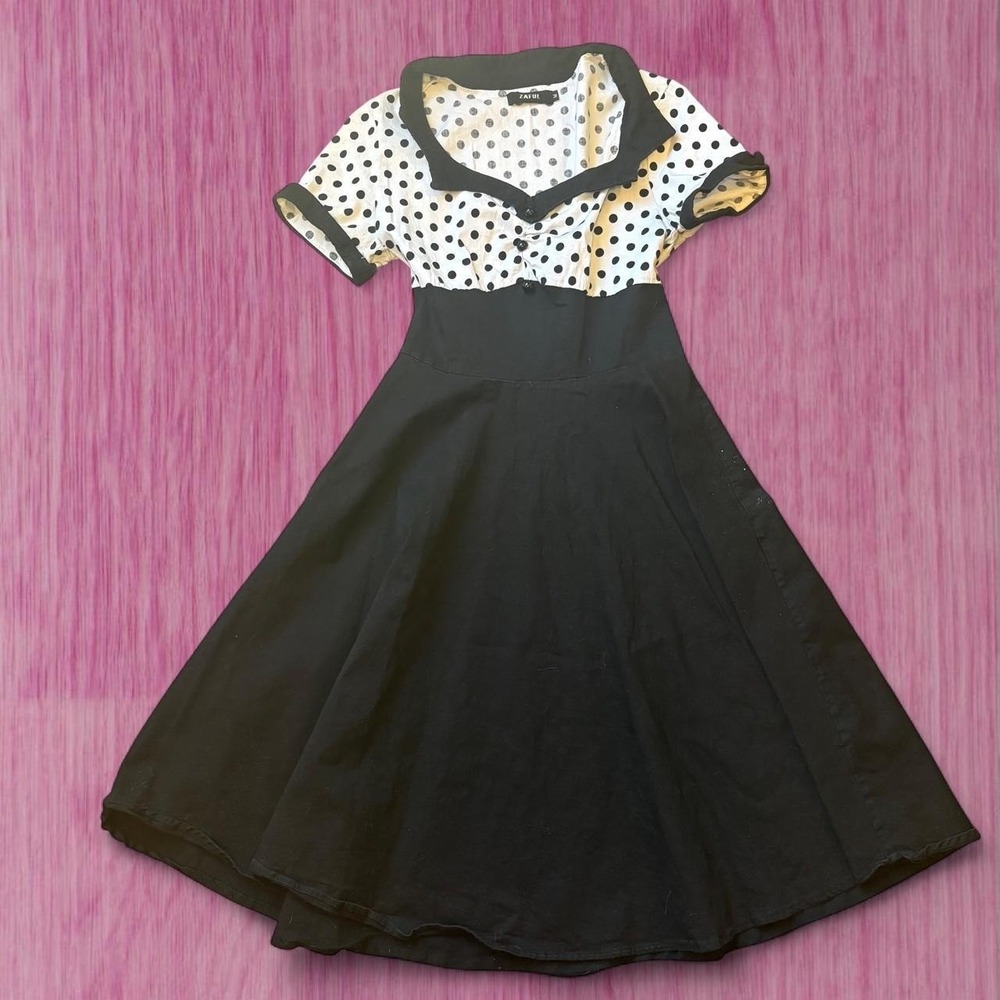 black polka dot rockabilly dress